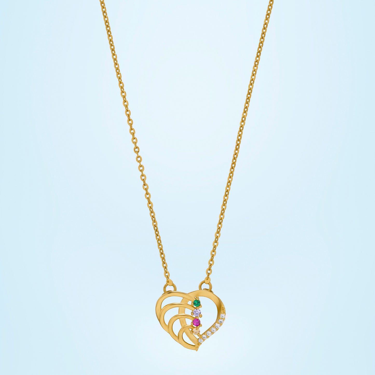 golden necklace with a diamond heart pendant