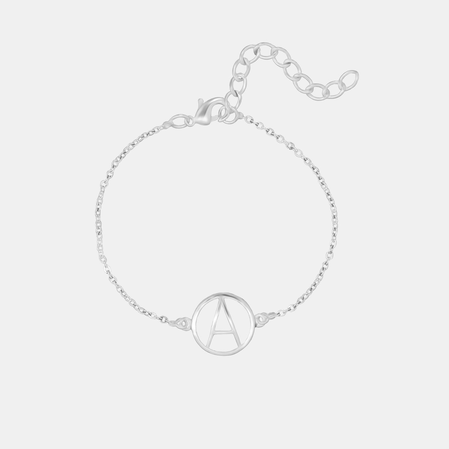 silver bracelet with letter a