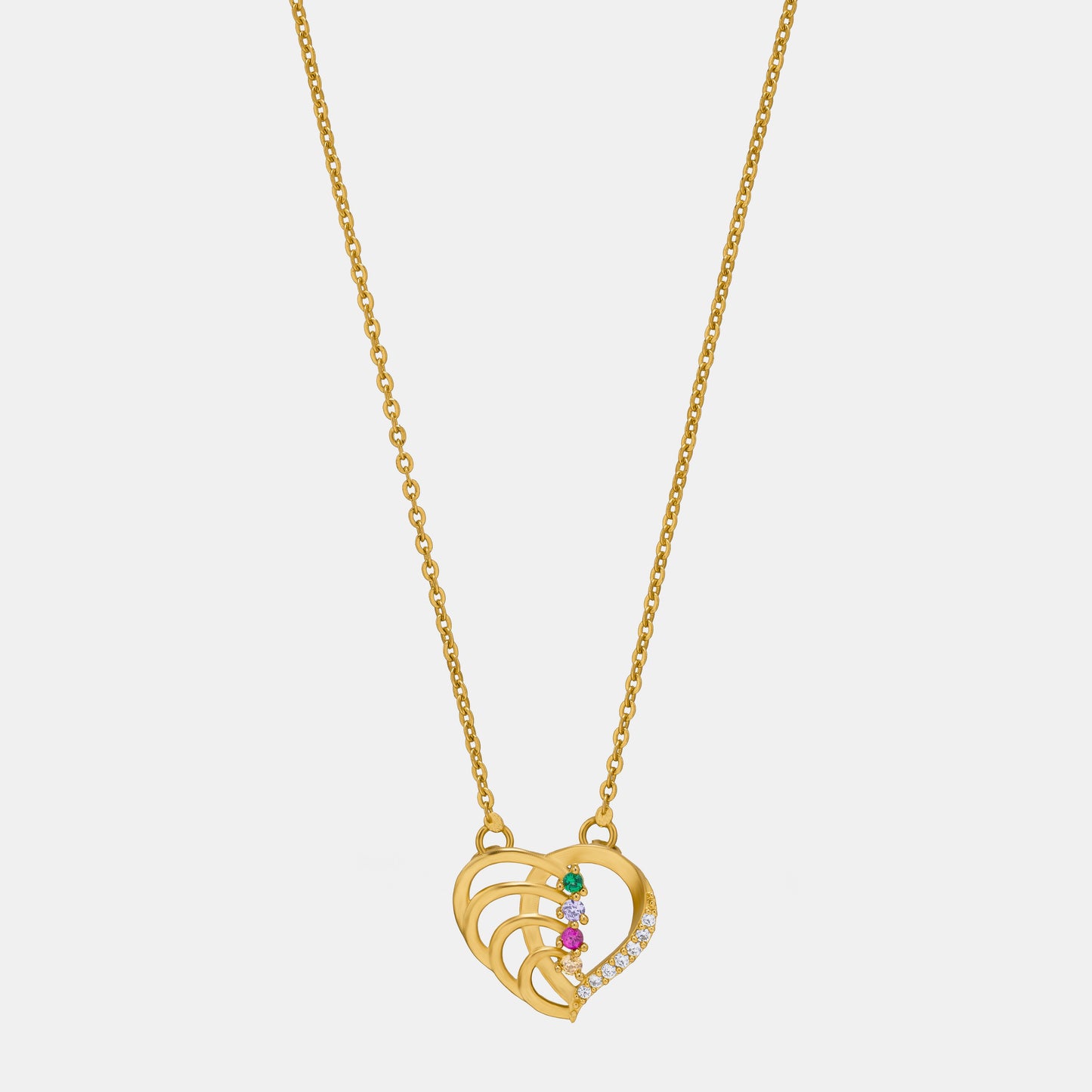 golden necklace with a diamond heart pendant