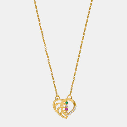 Golden Necklace with a Diamond Heart Pendant