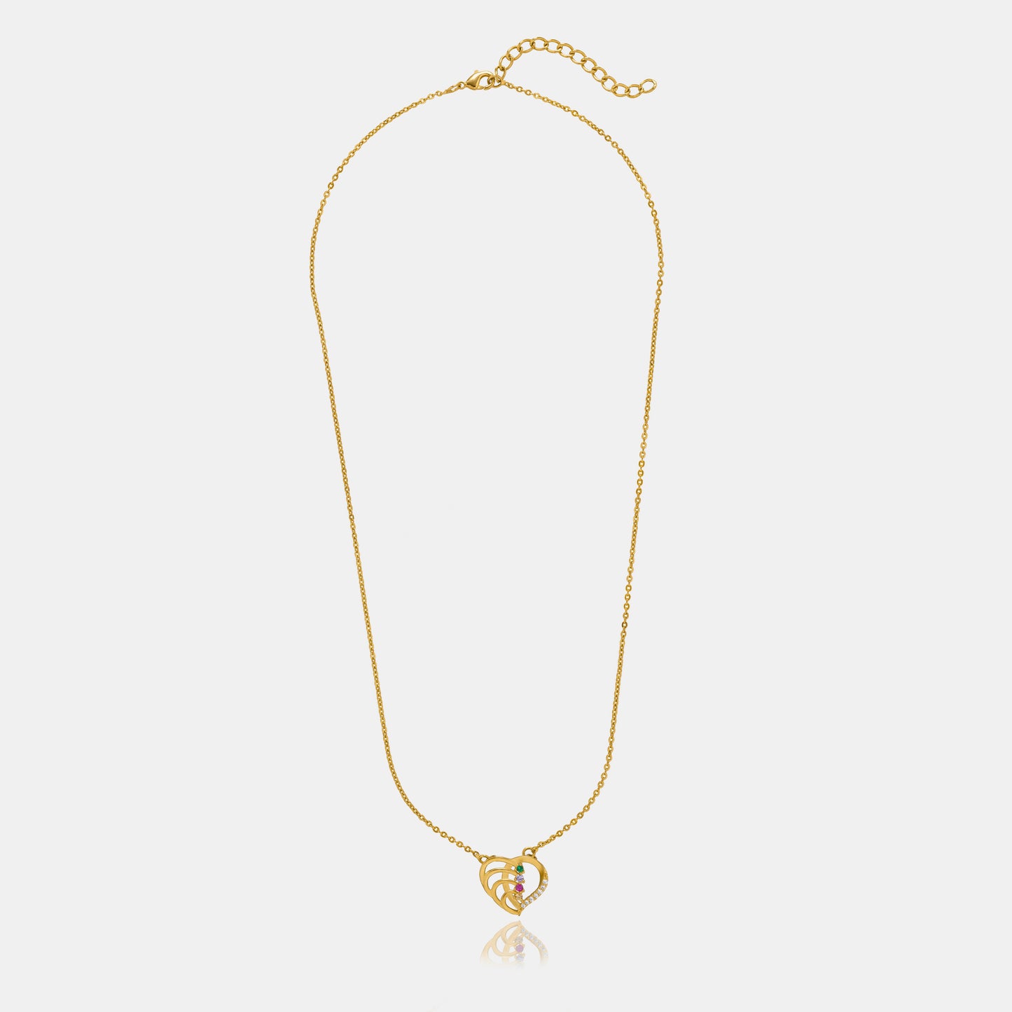 golden necklace with a diamond heart pendant