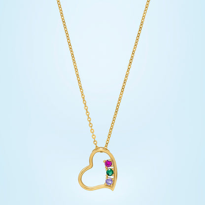 Golden Necklace with a Heart Pendant and a Rainbow Stone