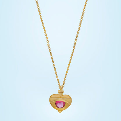 Golden Necklace with a Heart Shaped Pendant