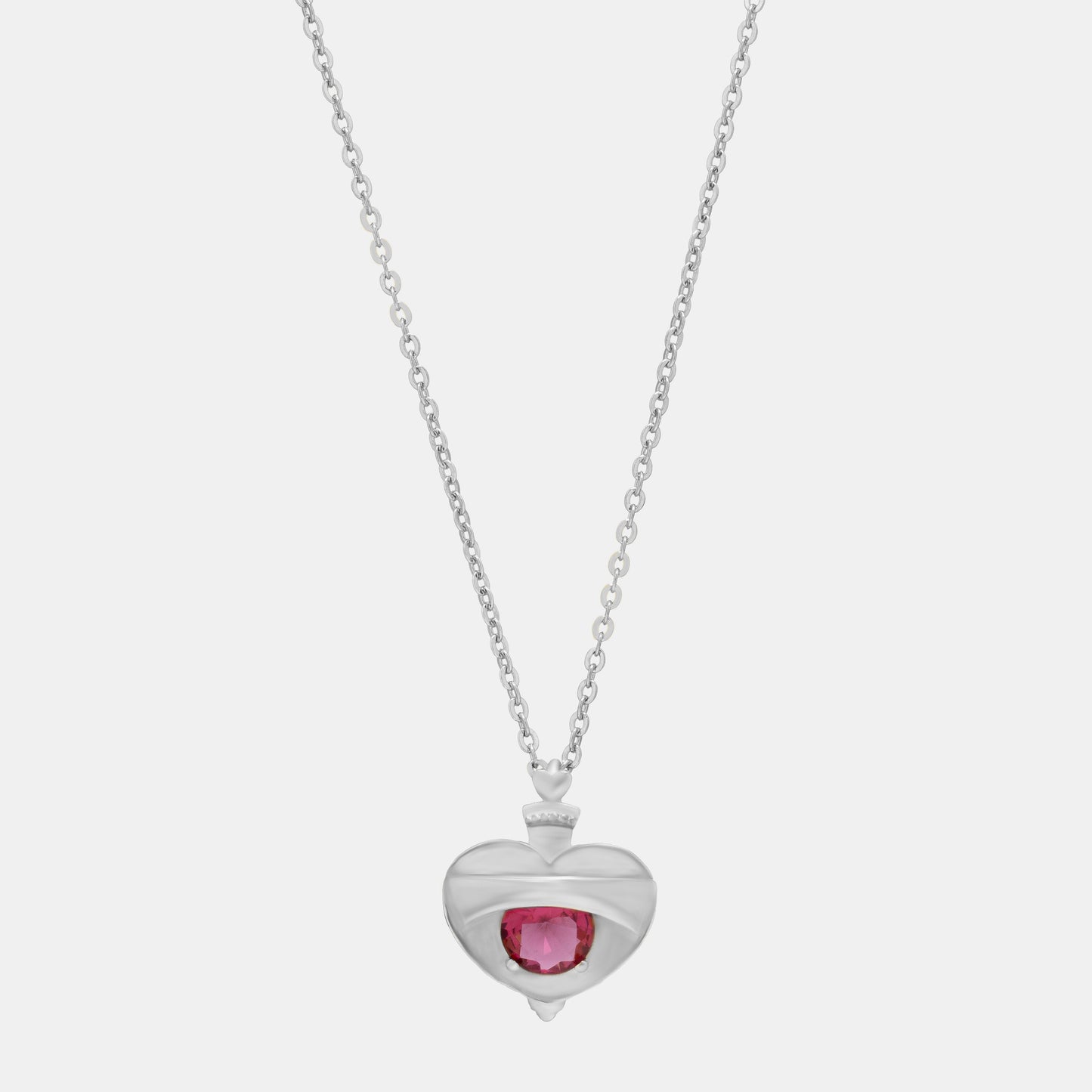 silver necklace with a heart shaped pendant