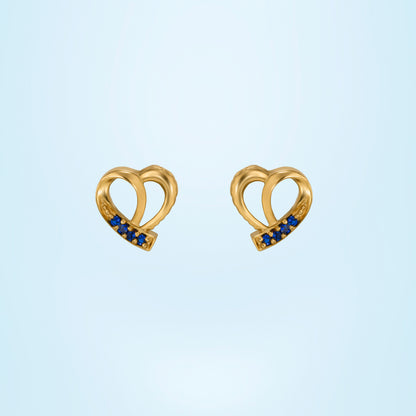 Pair of Golden Earrings with Sapphire Stones