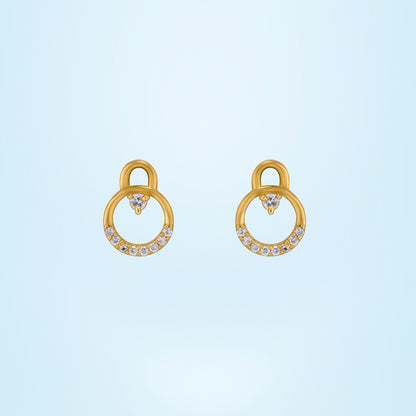 Pair of Golden Earrings with Diamonds