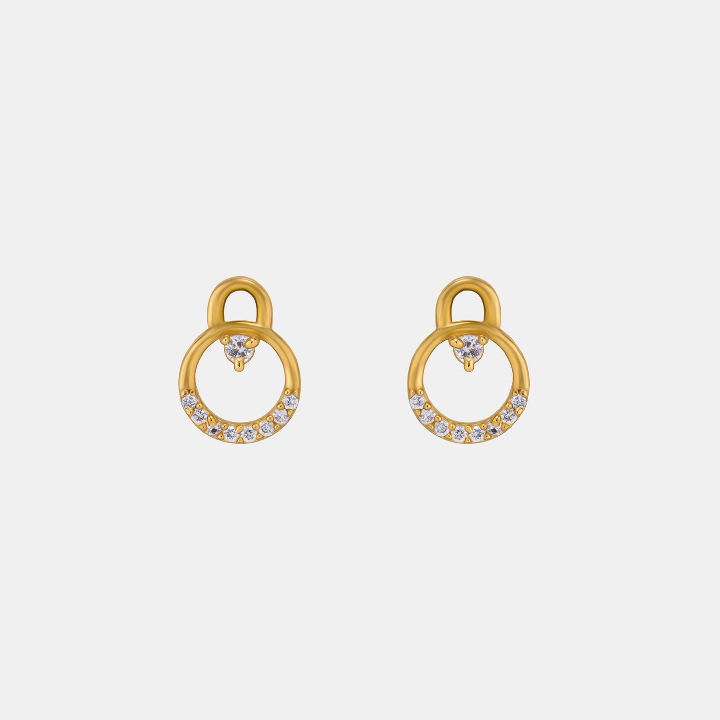 pair of golden earrings with diamonds