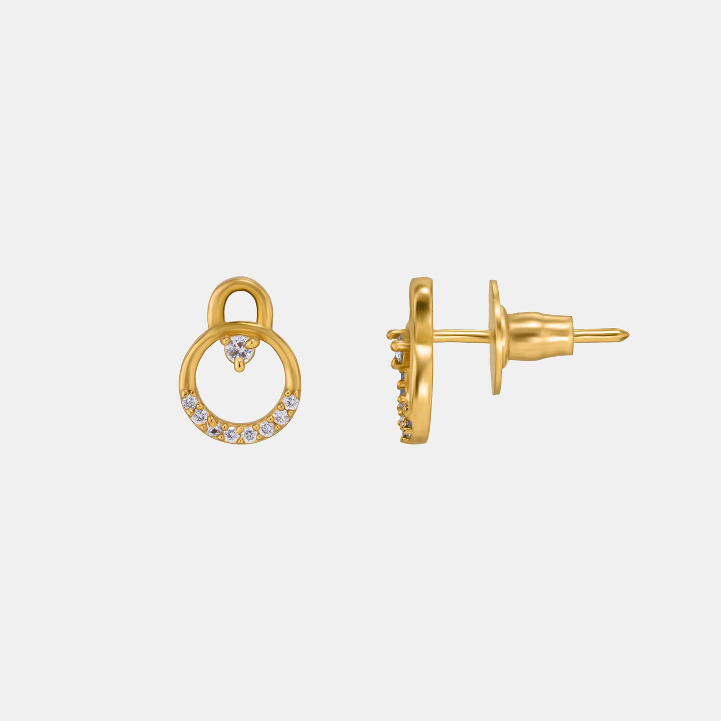 pair of golden earrings with diamonds