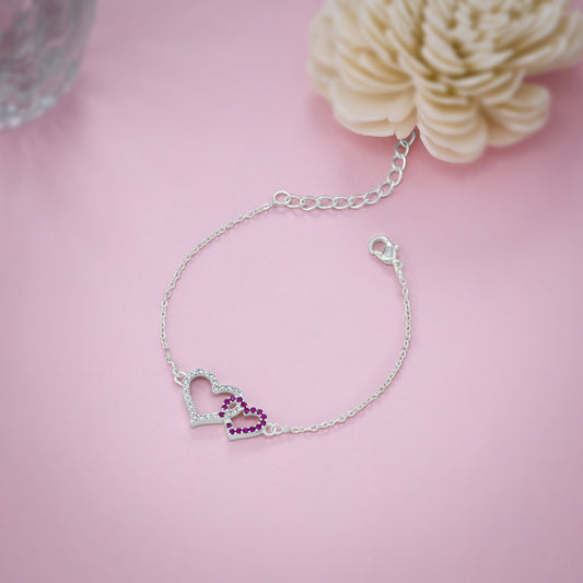 Silver Twin Heart Bracelet