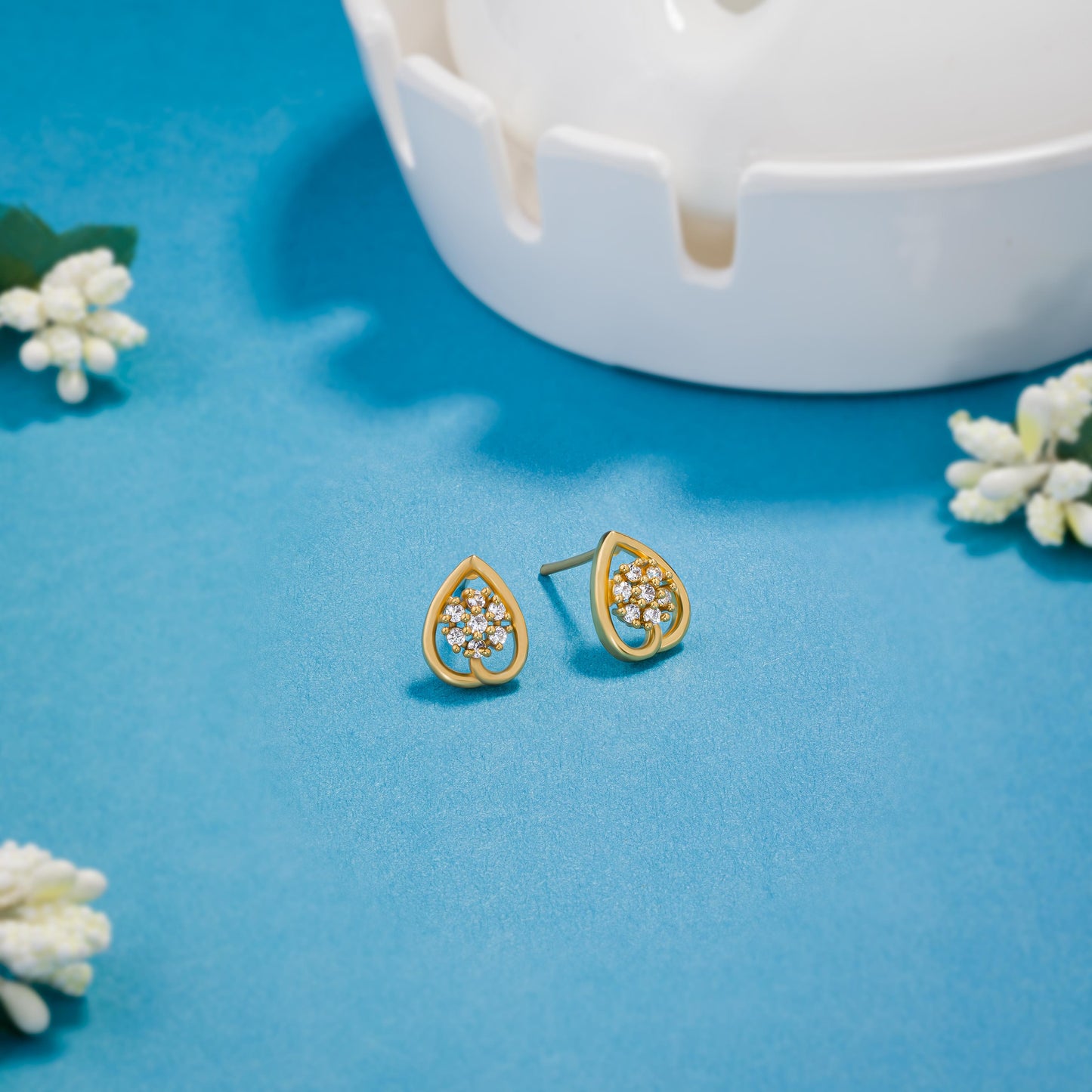 white blossom teardrop studs