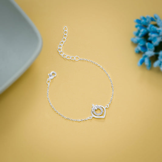 Silver Bracelet with a Heart Charm