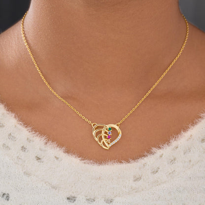 Golden Necklace with a Diamond Heart Pendant