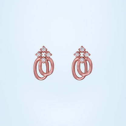 Pair of Rose Gold Earrings with a Diamond