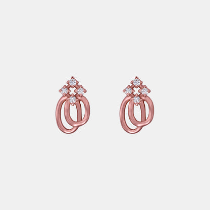 Pair of Rose Gold Earrings with a Diamond