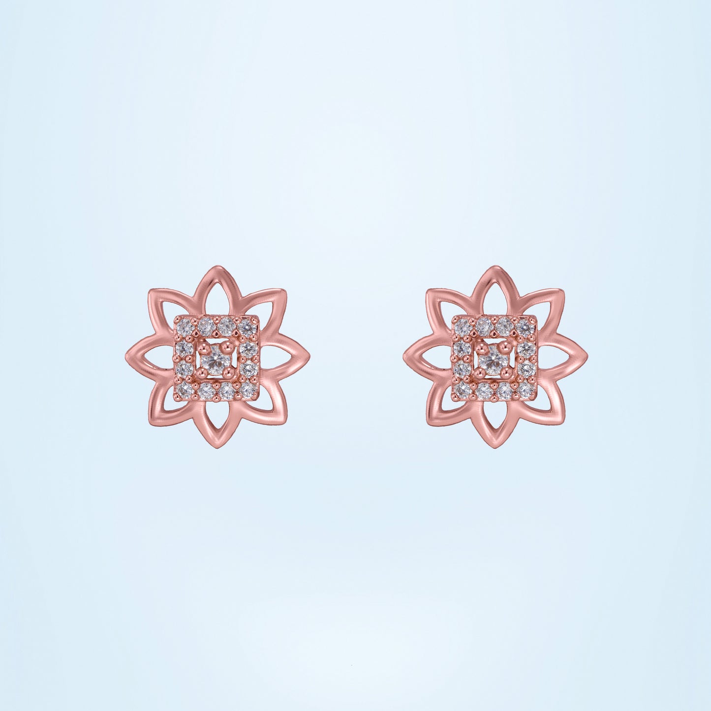 flower earrings made of rose gold and diamonds