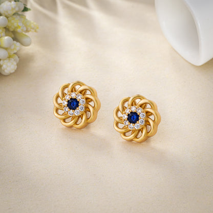 Earrings_Blue Stone_Golden_1