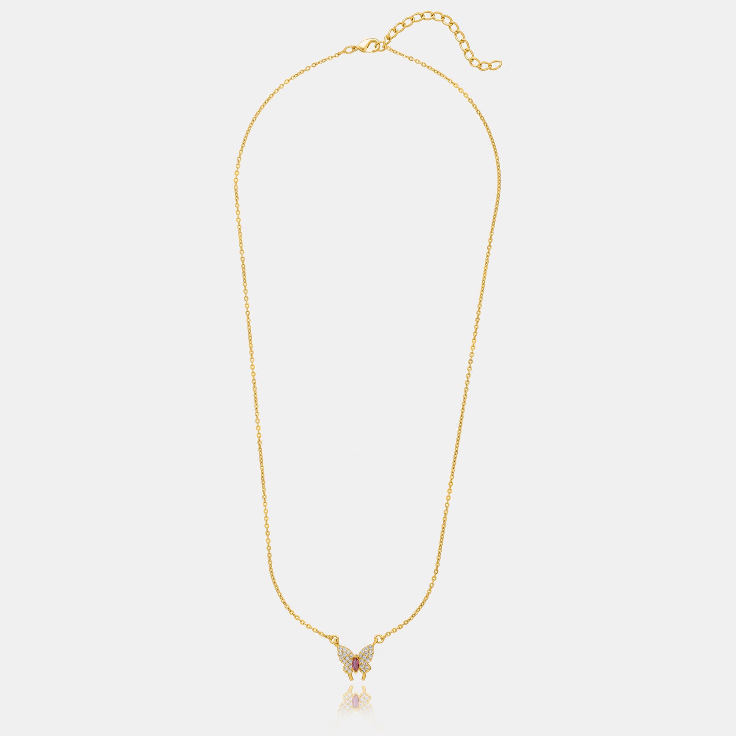 golden necklace with a butterfly pendant