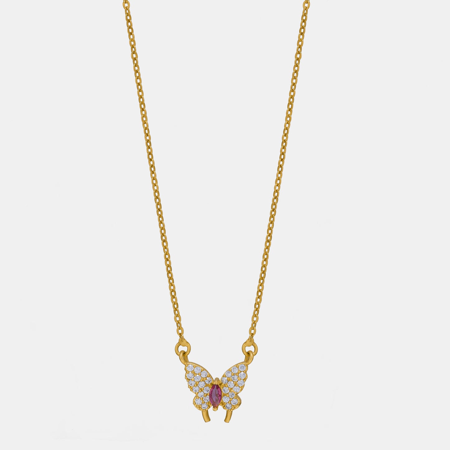 golden necklace with a butterfly pendant