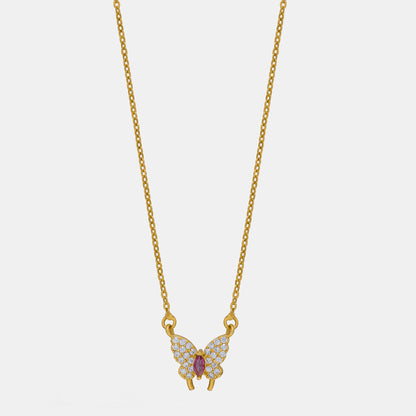 Golden Necklace with a Butterfly Pendant