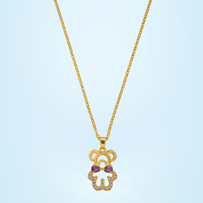 Golden Necklace with a Heart and a Diamond