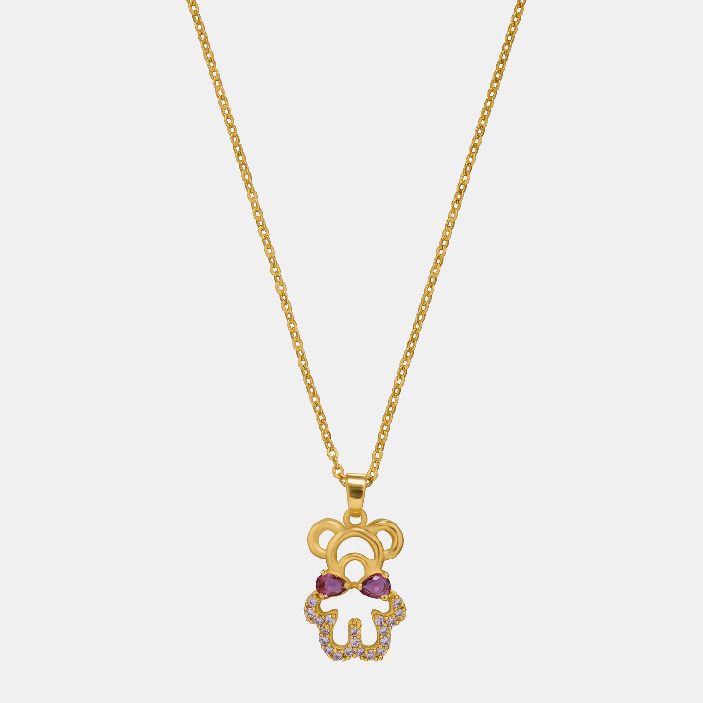 golden necklace with a heart and a diamond