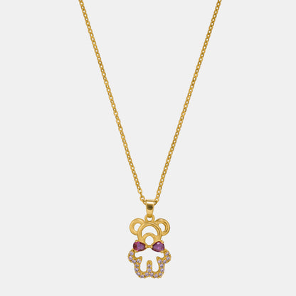 Golden Necklace with a Heart and a Diamond