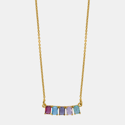 Golden Necklace with Five Rainbow Stones