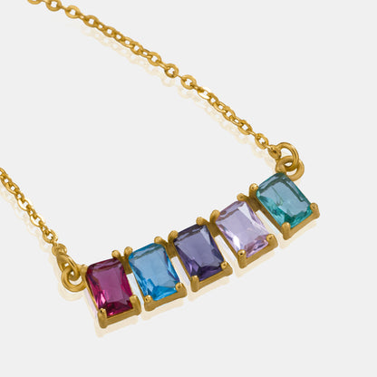 Golden Necklace with Five Rainbow Stones