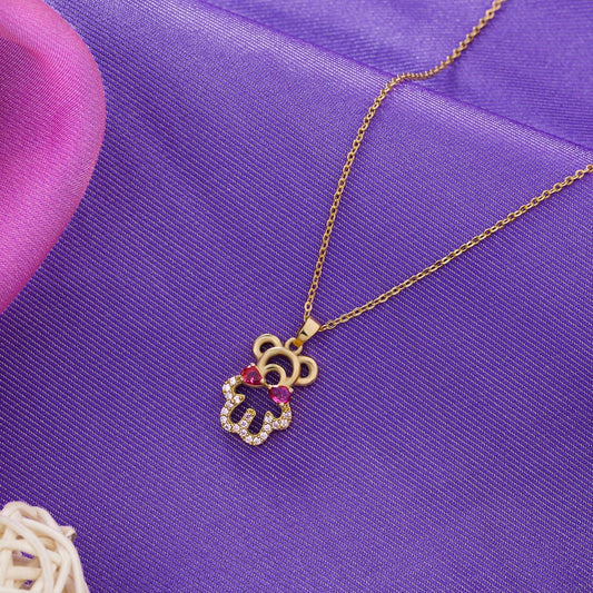 Golden Necklace with a Heart and a Diamond