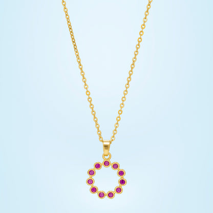 Golden Necklace with a Purple Stone Pendant