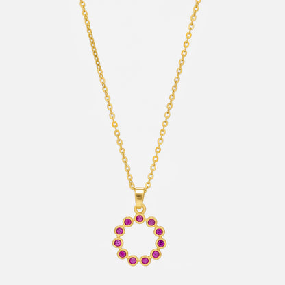 Golden Necklace with a Purple Stone Pendant