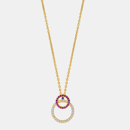 Golden Necklace with a Diamond and Ruby Stone