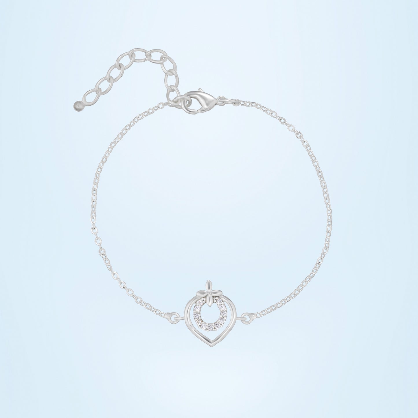 silver bracelet with a heart charm