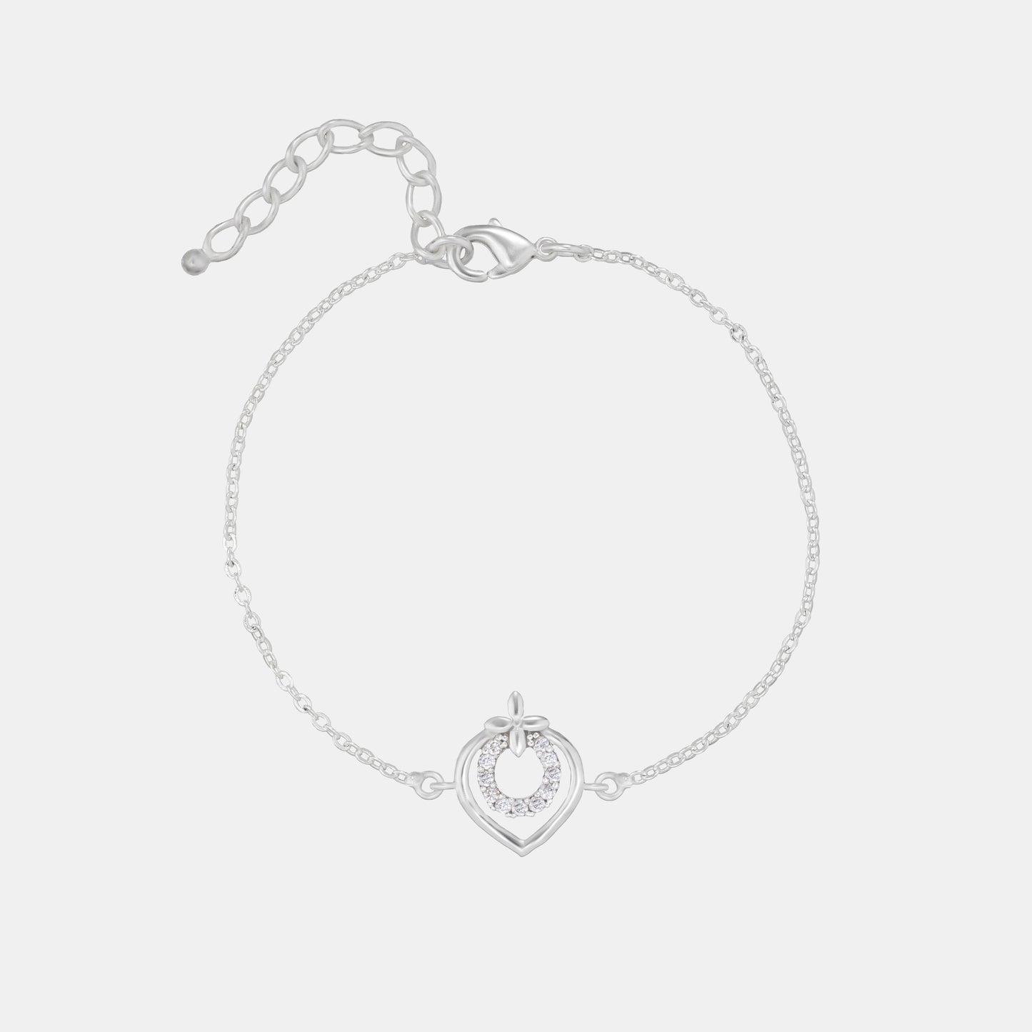 silver bracelet with a heart charm