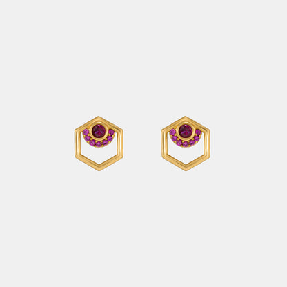 Red Radiance Hex Earrings