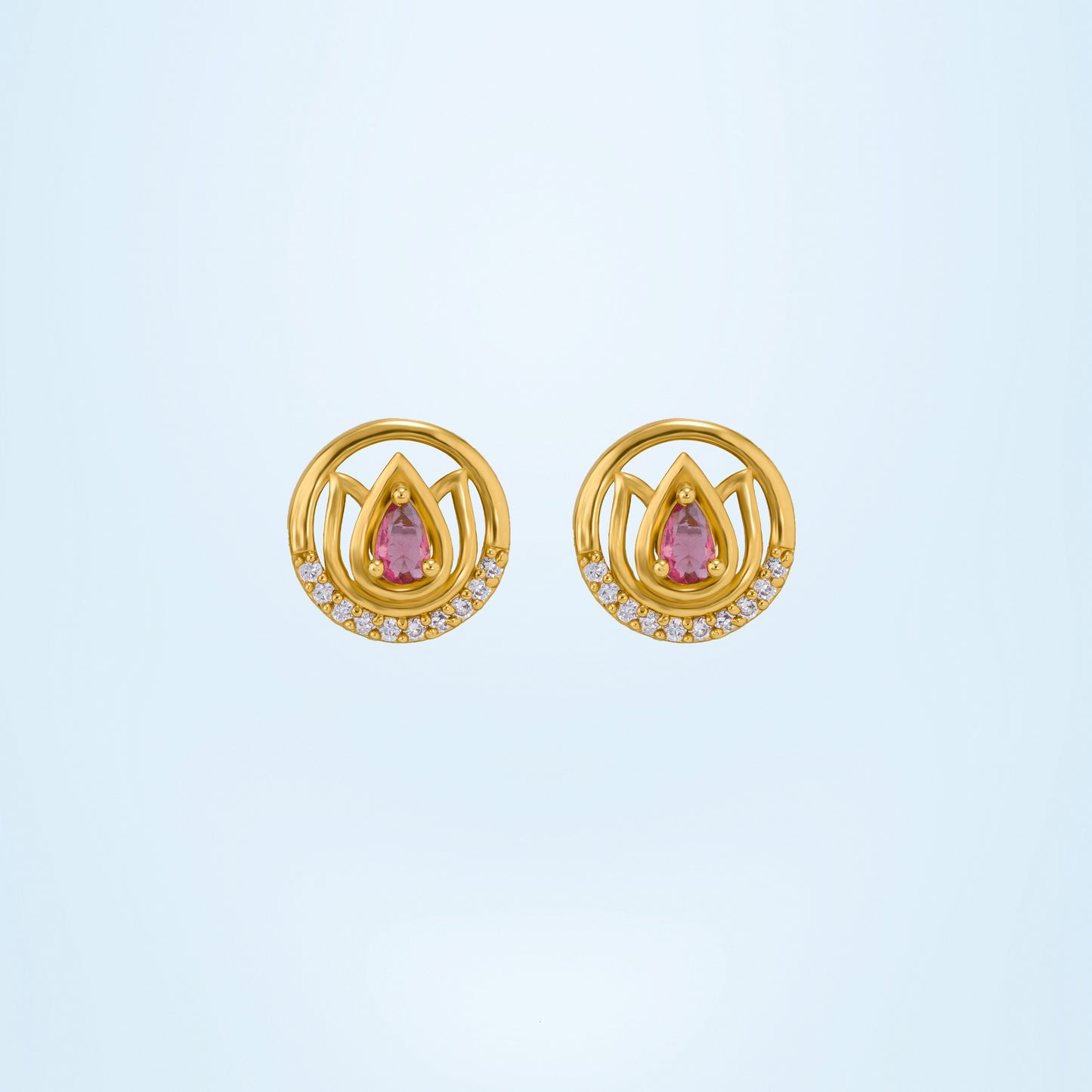 the golden earrings with stones