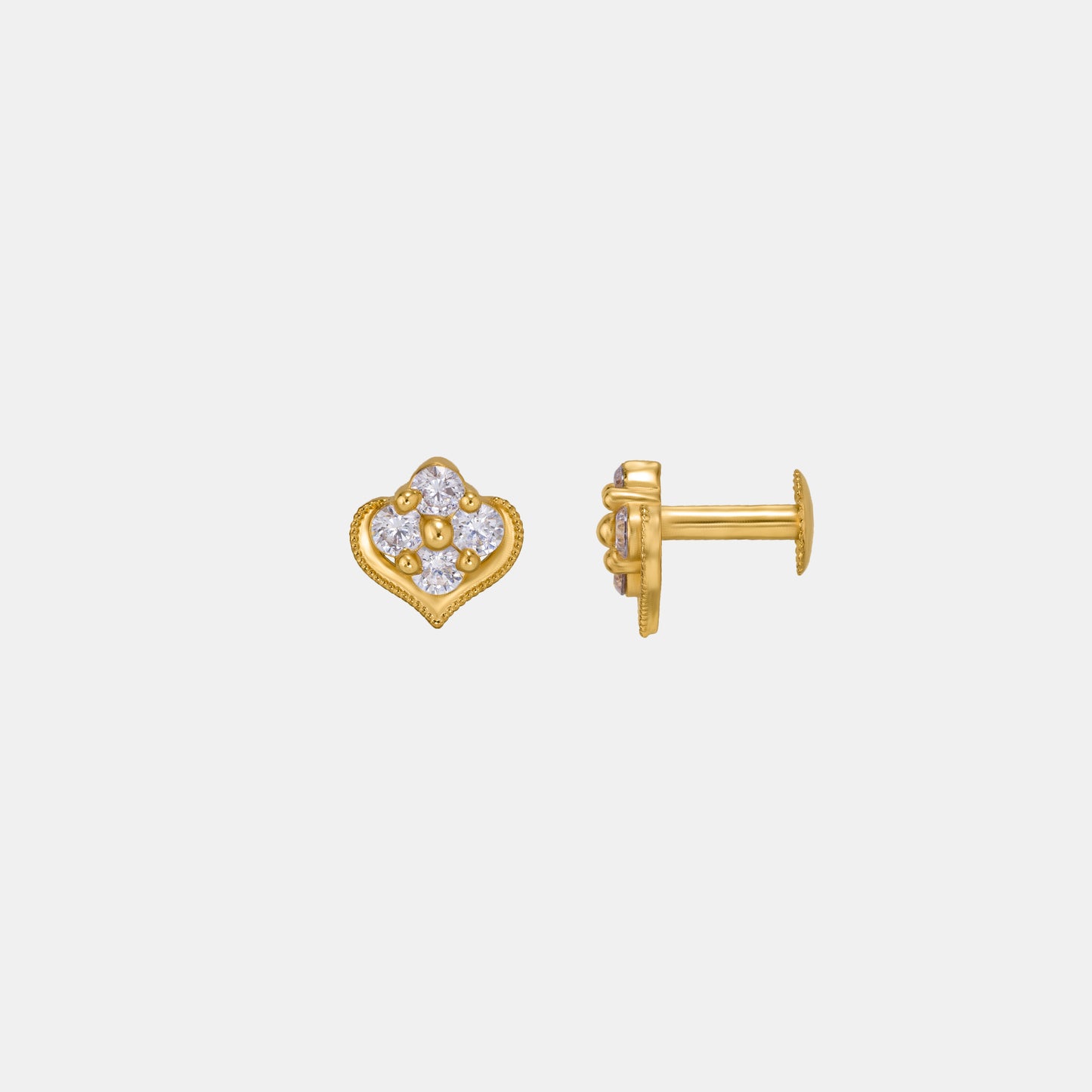 pair of golden earrings with diamonds