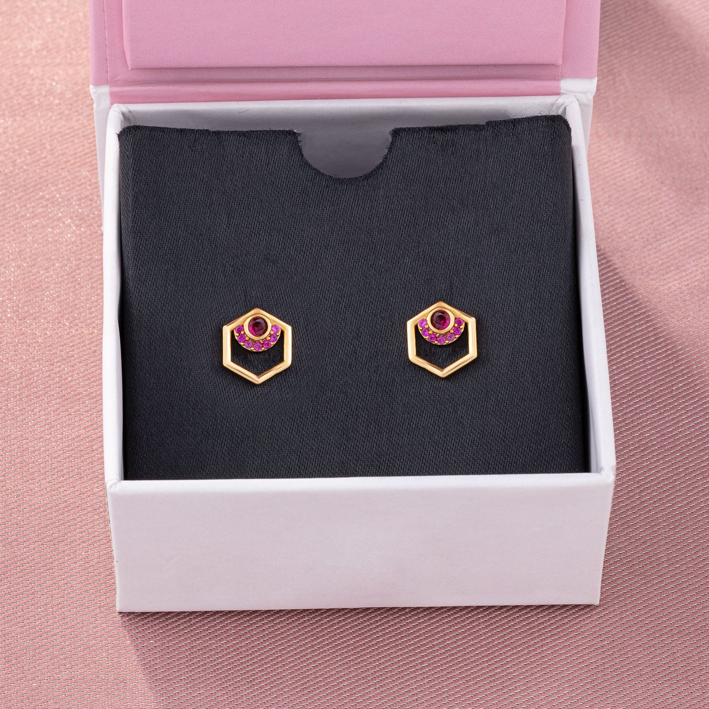 red radiance hex earrings