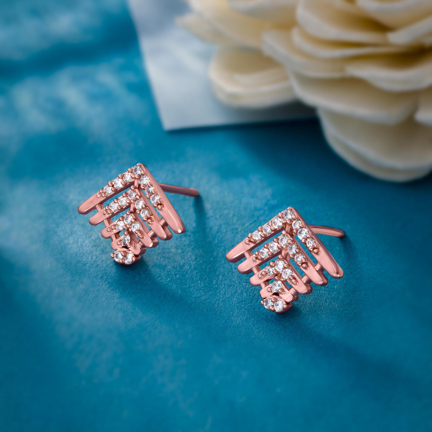 the rose gold earrings with diamonds