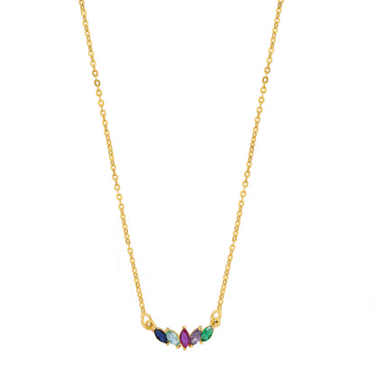 Golden Necklace with Multi Colored Stone