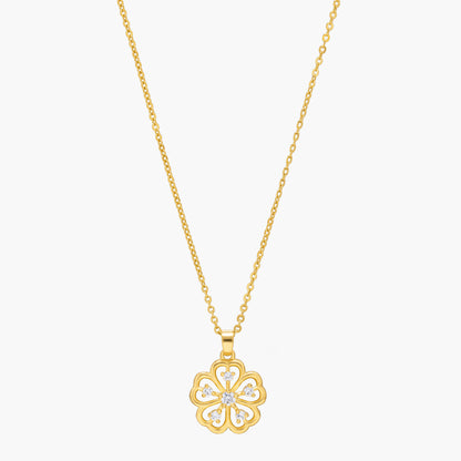 Golden Necklace with a Clover Design