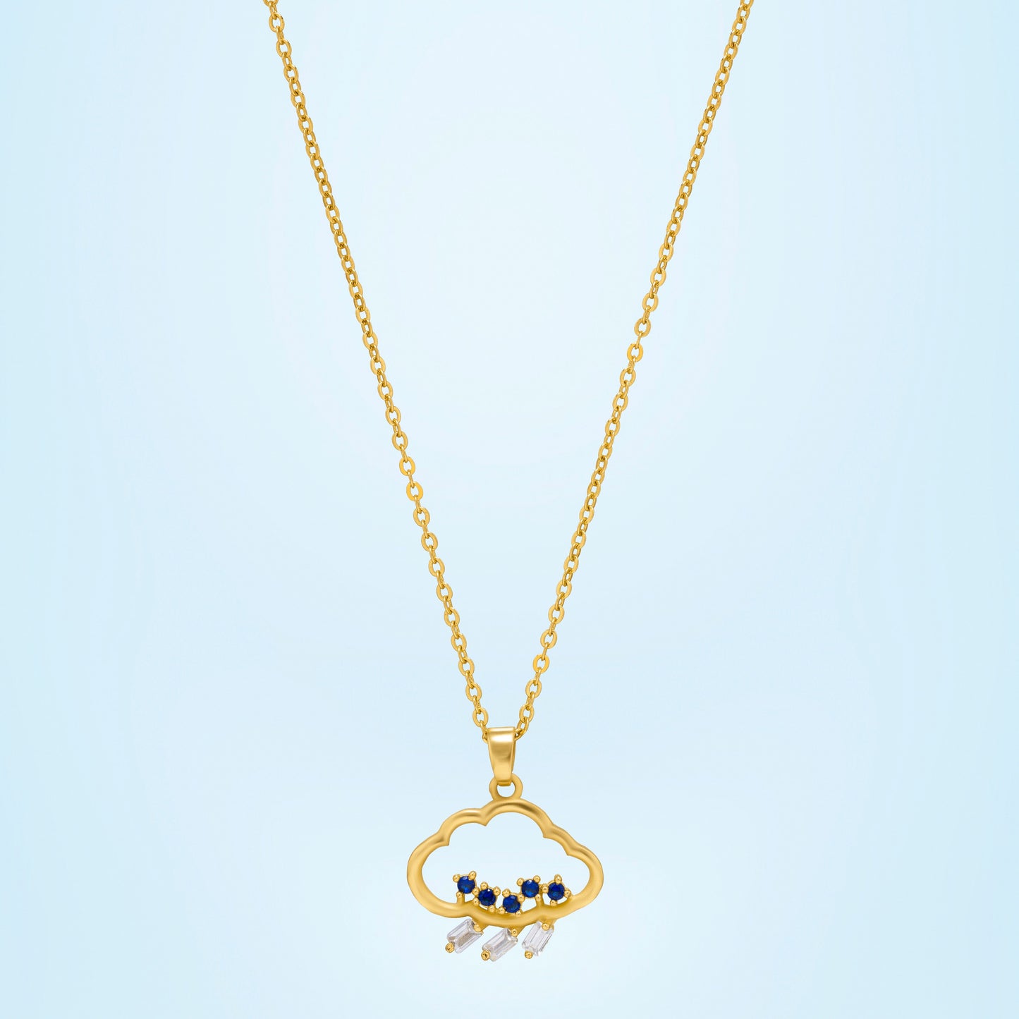 golden necklace with a heart pendant and a small diamond