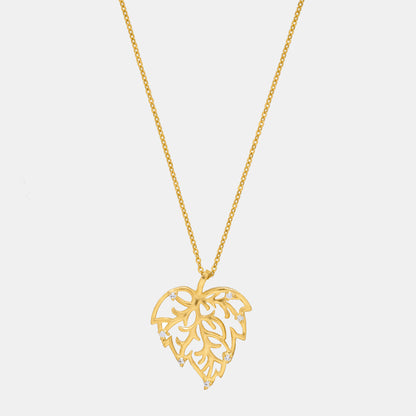 Golden Necklace with a Leaf Design on it