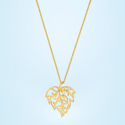 Golden Necklace with a Leaf Design on it