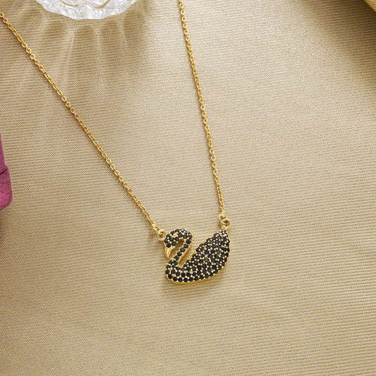 Golden Necklace with a Stone Swan