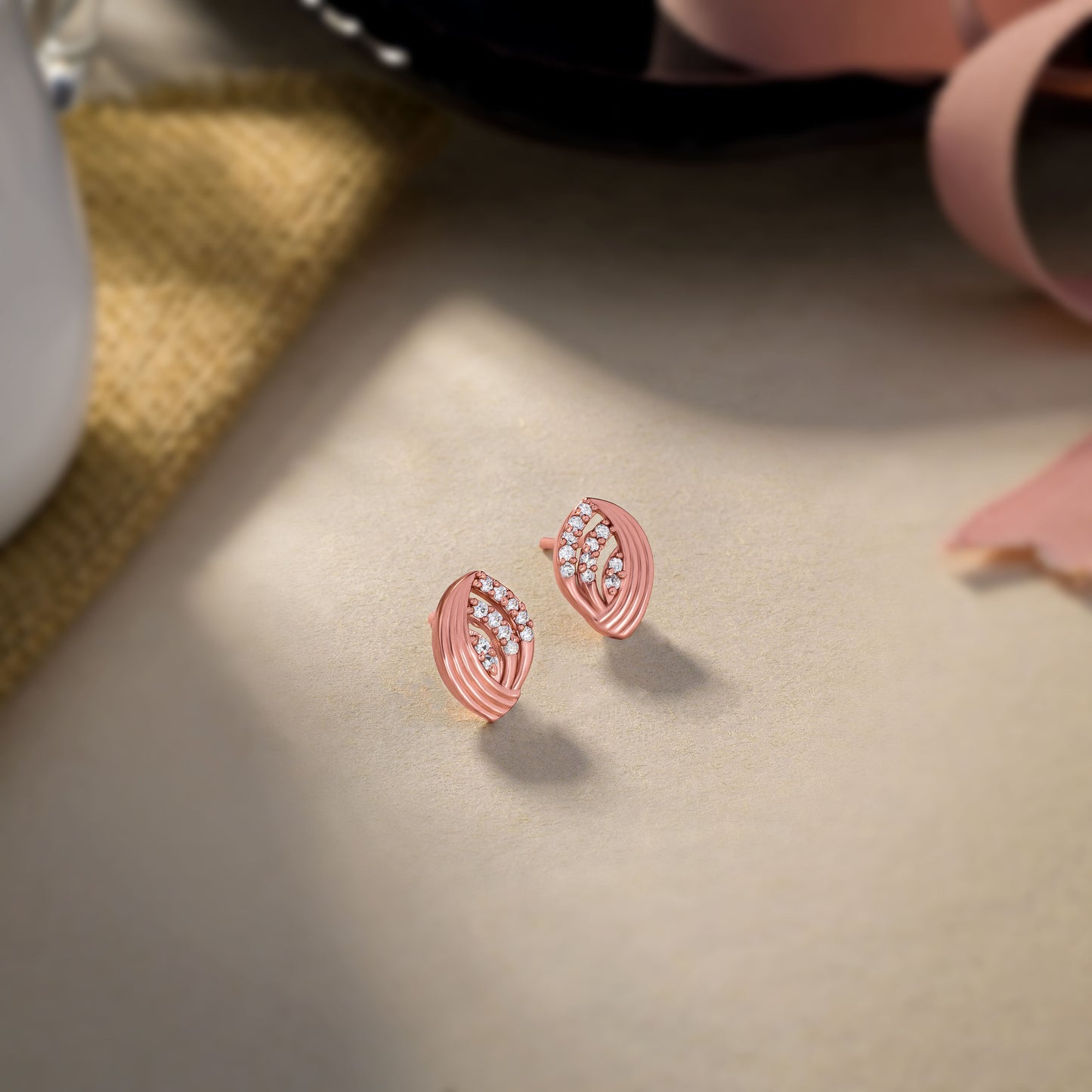 elegant rose gold earrings adorned with shimmering diamonds