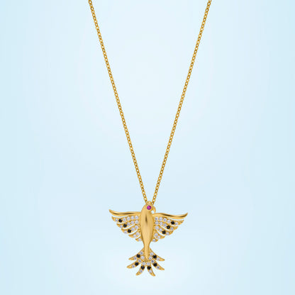 Golden Necklace with a Bird on it