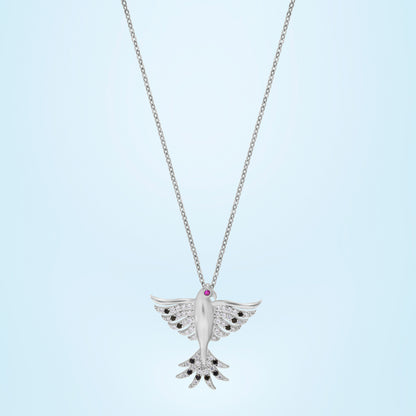 Silver Necklace with a Bird on it