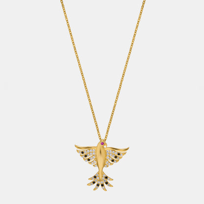 Golden Necklace with a Bird on it