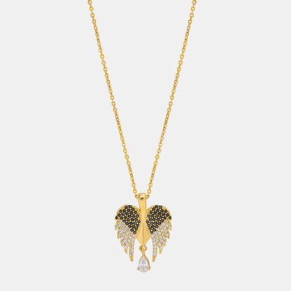 Golden Necklace with a Diamond Angel Wing Pendant